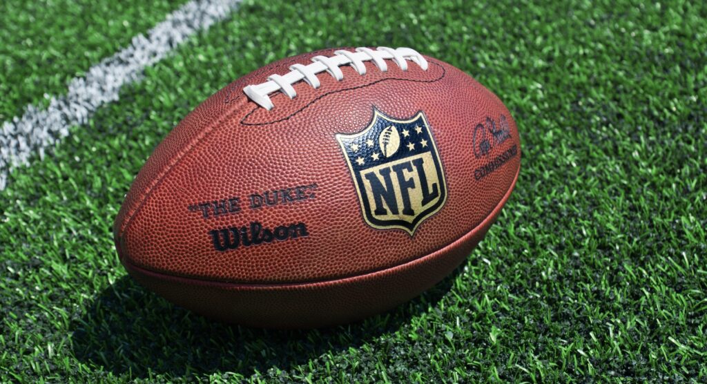 Official football of the NFL on field