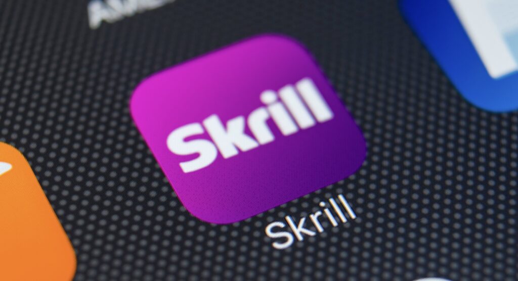 Close-up of Skrill app icon
